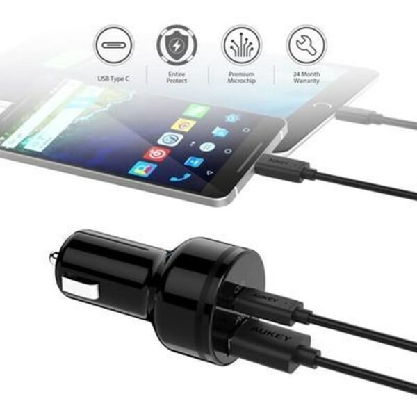 Cargador de Coche Aukey CC-Y7 Negro - Imagen 3
